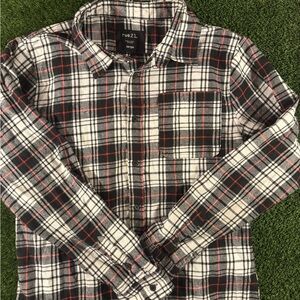 Rue21 Men's Plaid Shirt in Black, White, and Red